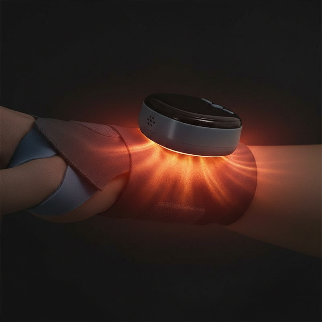 EMS wristband heat therapy glow detail close-up